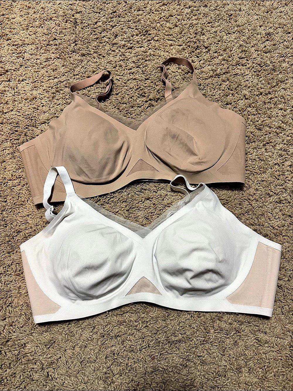 Honeylove V-Neck Bra Two-Pack Beige & White XL